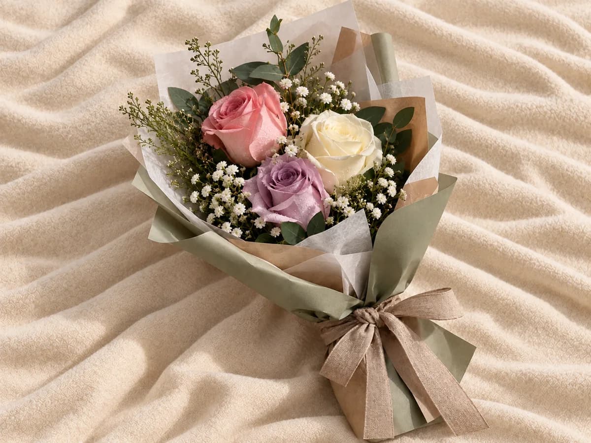 Small hand-tied bouquet of three stems