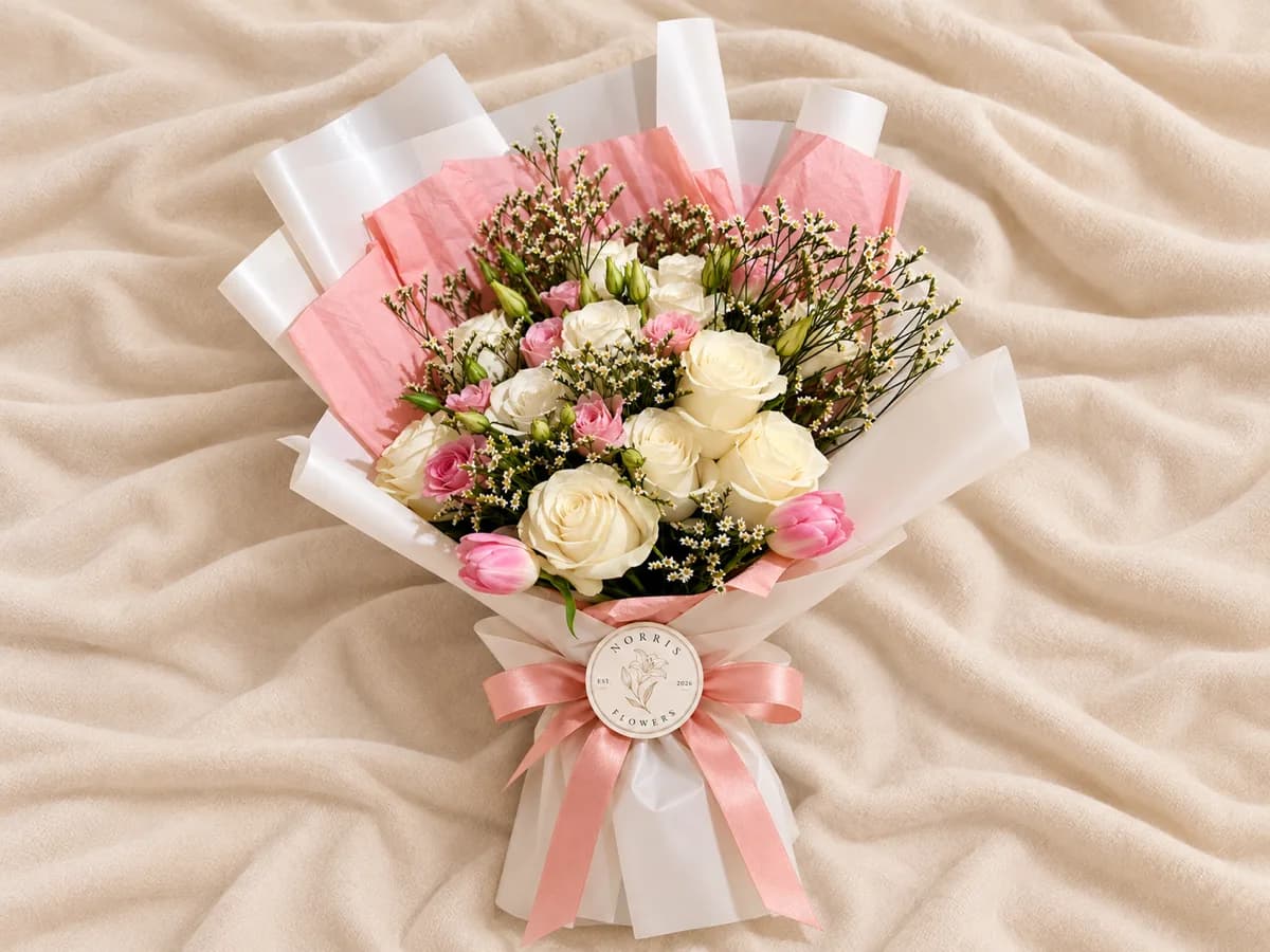 Full hand-tied bouquet of twenty-four stems