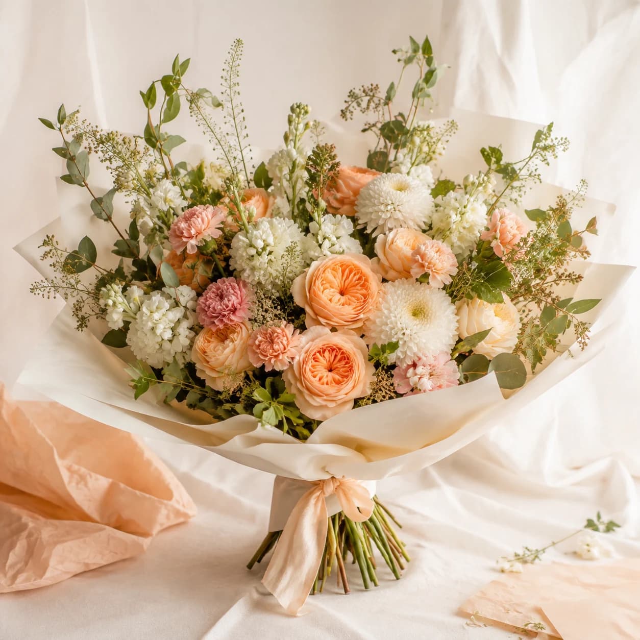 Full hand-tied bouquet of eight stems