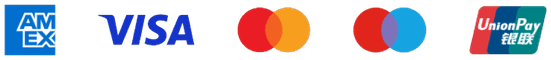 American Express, Visa, Mastercard, Maestro and UnionPay accepted